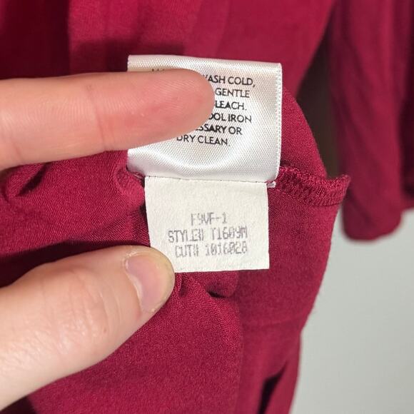 Women's Size L Eileen Fisher Red 3/4 Length Sleeve Scoop Neck Rayon Lyrca - Picture 5 of 6